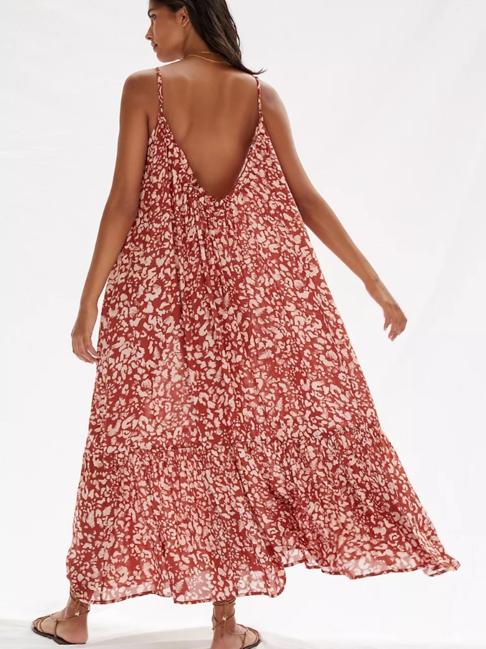 Anthropologie Vallea Flounced Maxi Lounge Dress, Size L NWT - Picture 2 of 5